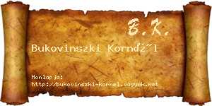 Bukovinszki Kornél névjegykártya